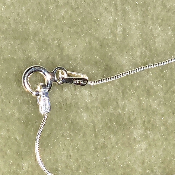 Silver Sterling Rope Chain Heart Necklace 18" with Natural Turquoise Stone Signe - Picture 4 of 6